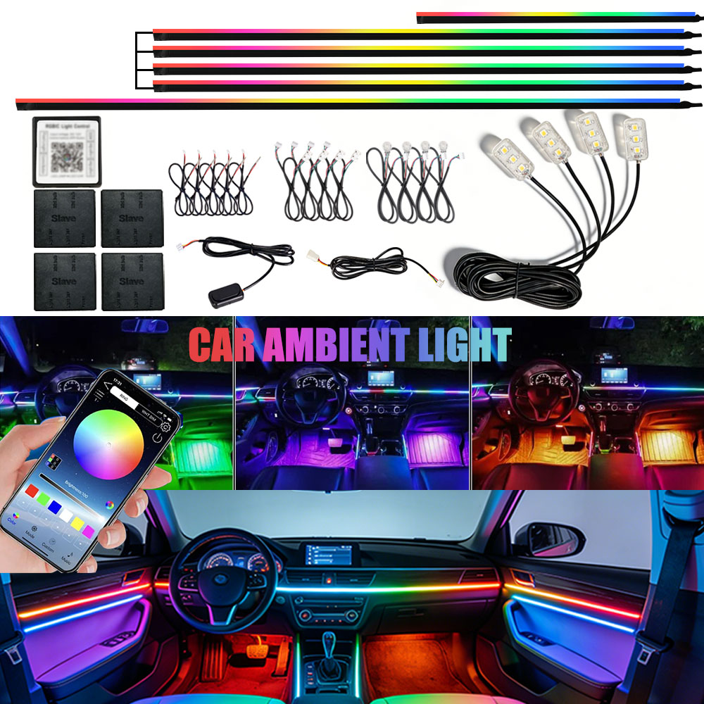 Led Ambient Interior Car Lights App Control - 6/10/14/18/22 In1 Lampu LED Akrilik Mobil