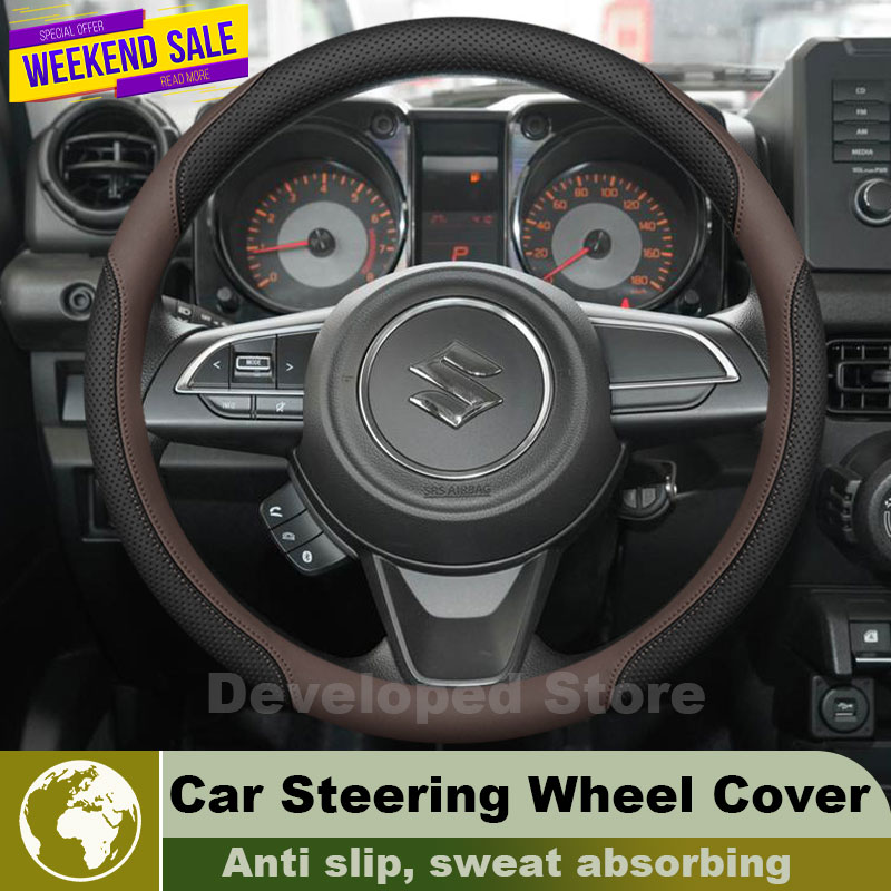 Car Steering Wheel Cover Anti Slip Breathable - Penutup Setir Mobil Kulit Untuk Suzuki