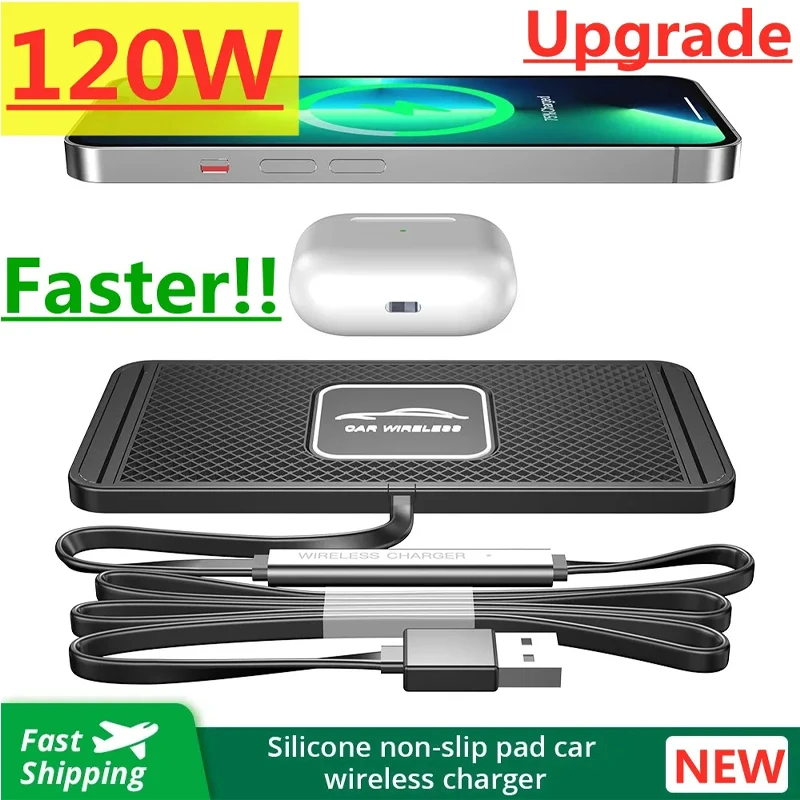 Wireless Car Charger Mount Fast Charging - Dudukan bantalan silikon mobil, pengisi daya