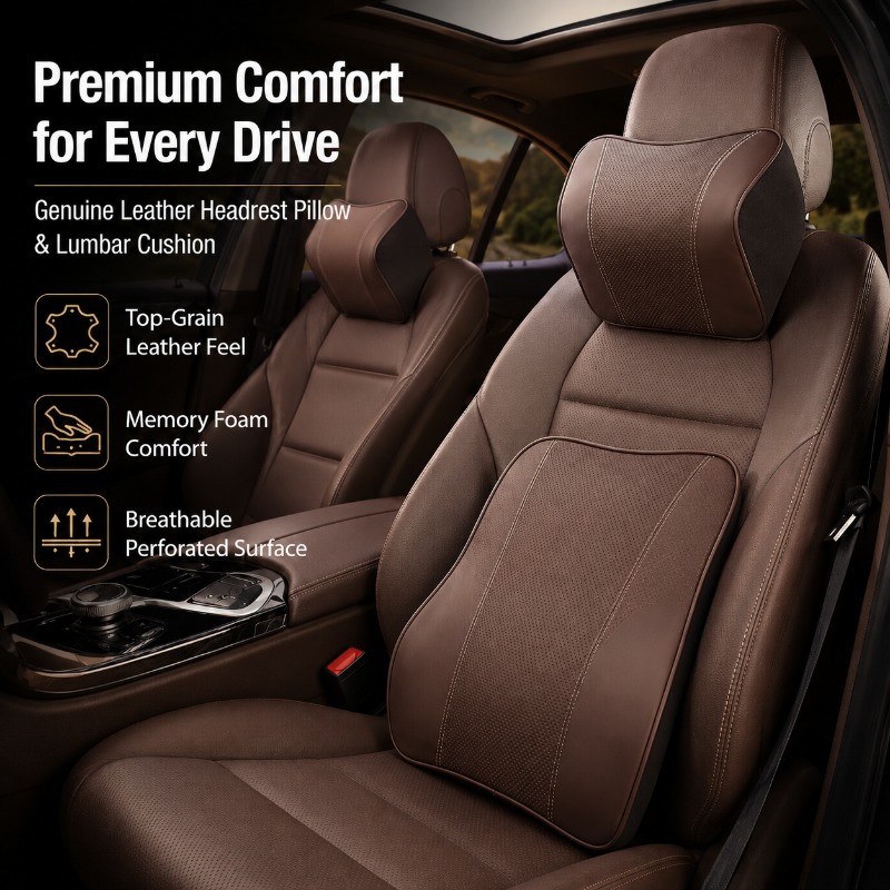Bantal Leher Mobil Busa Memori - Memory Foam Car Neck Pillow Lumbar Support ulasan dan harga