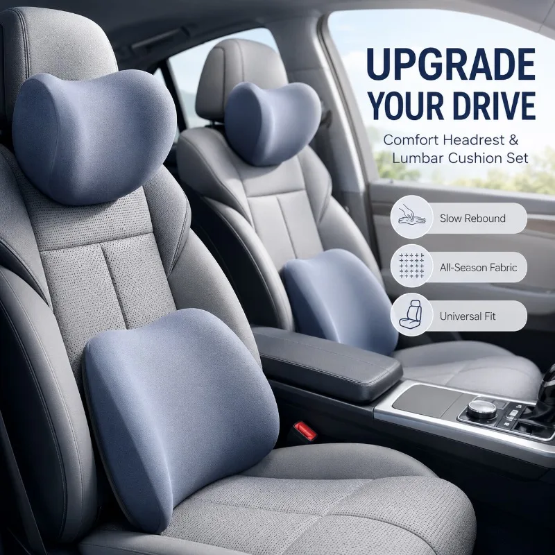 Bantal Leher Mobil Pelindung B - Memory Foam Car Neck Pillow Lumbar Support ulasan dan harga